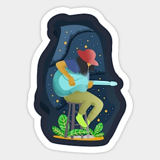 play guitar "stay at home" Sticker